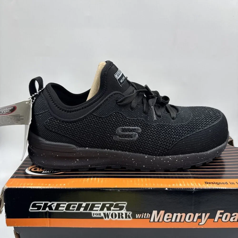 SKECHERS 108033 Women's Bulklin Balran Composite Toe Work Shoe Black Size 7.5